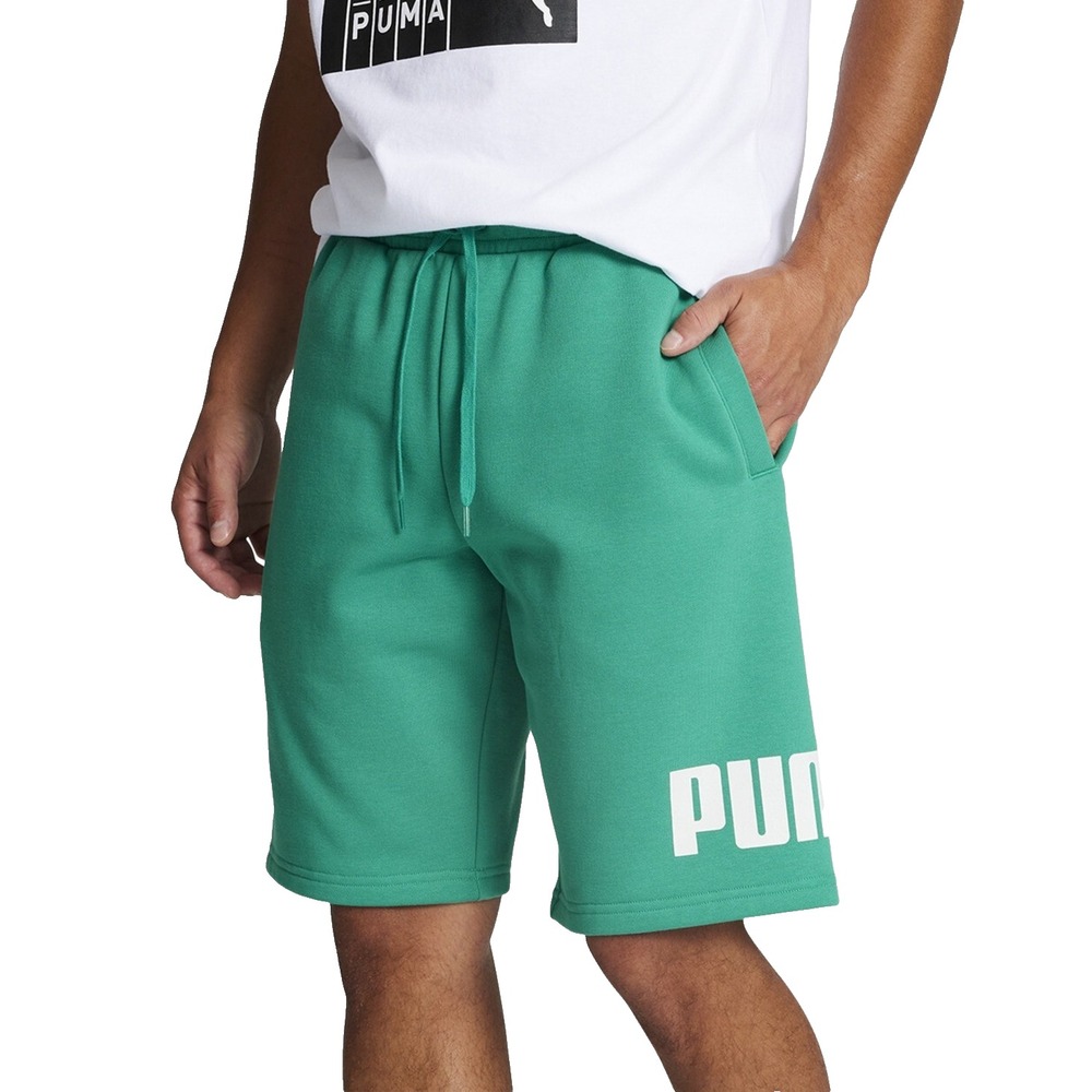 PUMA Big Logo Print Fleece Shorts Mens XL Sparkling Green 681906 20